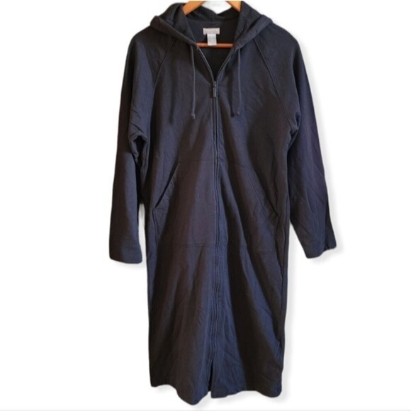Nordstrom Intimates Black Long Hooded Longsleeve Full Zip Size Small - Picture 2 of 6